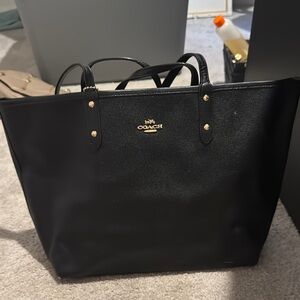 Coach Black Leather Tote Bag